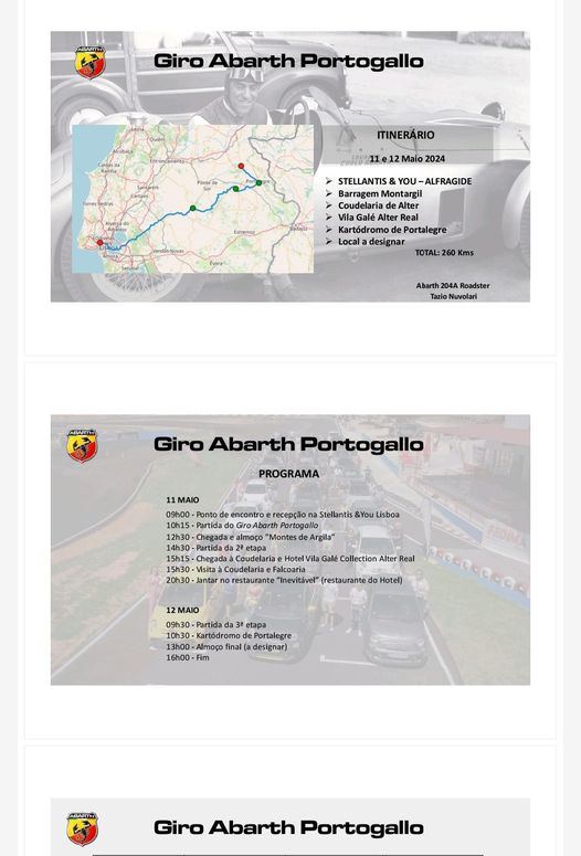 4° GIRO ABARTH PORTUGAL
 Dias 11 e 12 of May.